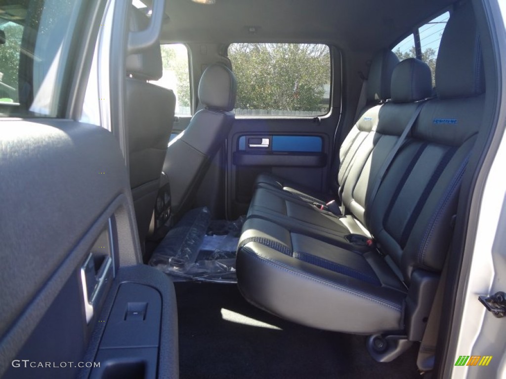 2012 F150 SVT Raptor SuperCrew 4x4 - Ingot Silver Metallic / Raptor Black Leather/Cloth with Blue Accent photo #17