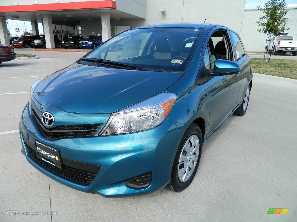 2012 Yaris L 3 Door - Lagoon Blue Mica / Ash Gray photo #1