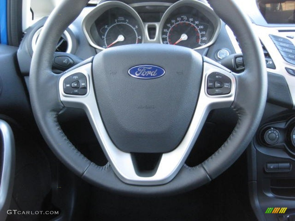 2012 Ford Fiesta SEL Sedan Charcoal Black Steering Wheel Photo #59679591
