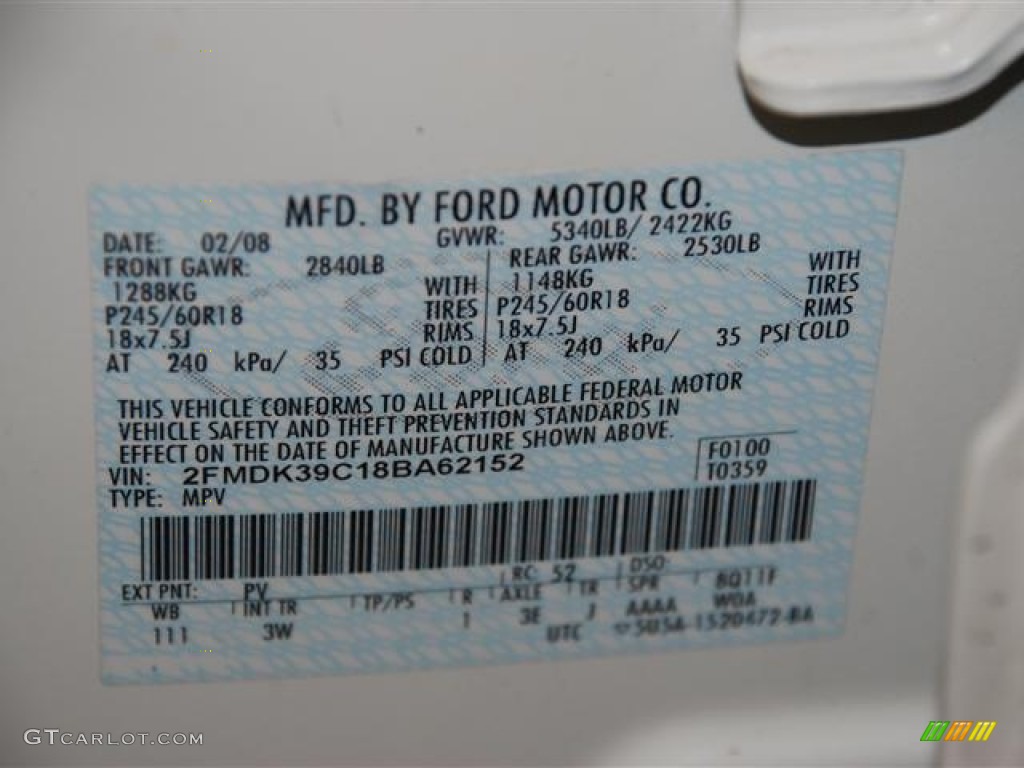 2008 Edge Color Code PV for White Sand Tri-Coat Metallic Photo #59681330