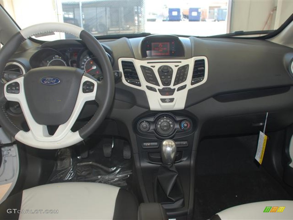 2012 Ford Fiesta SEL Sedan Oxford White/Charcoal Black Dashboard Photo #59685302