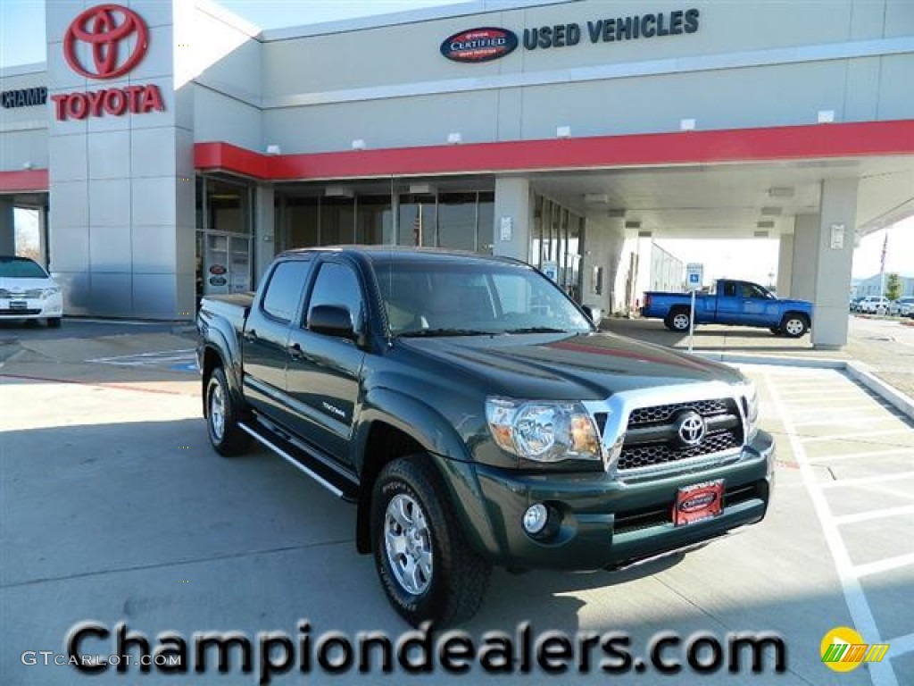 2011 Tacoma V6 TRD PreRunner Double Cab - Timberland Green Mica / Graphite Gray photo #1
