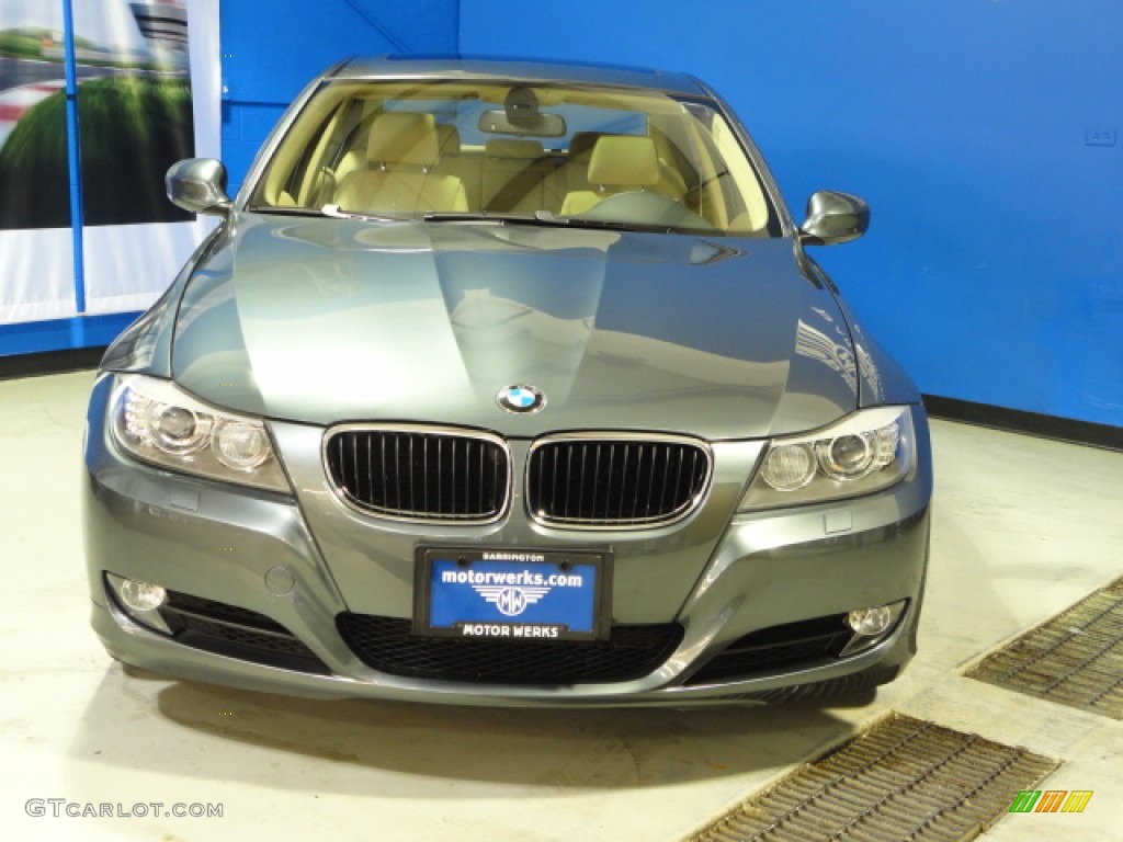 2009 3 Series 328xi Sedan - Tasman Green Metallic / Beige photo #2