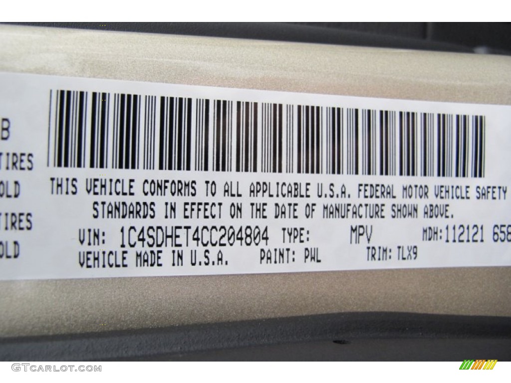 2012 Durango Color Code PWL for White Gold Photo #59689922