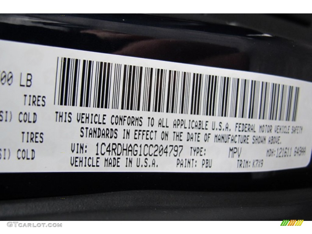 2012 Durango Color Code PBU for True Blue Pearl Photo #59690033