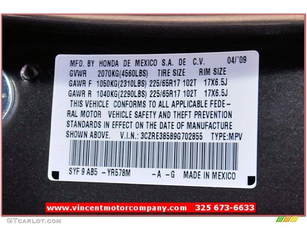 2009 CR-V EX - Urban Titanium Metallic / Black photo #11