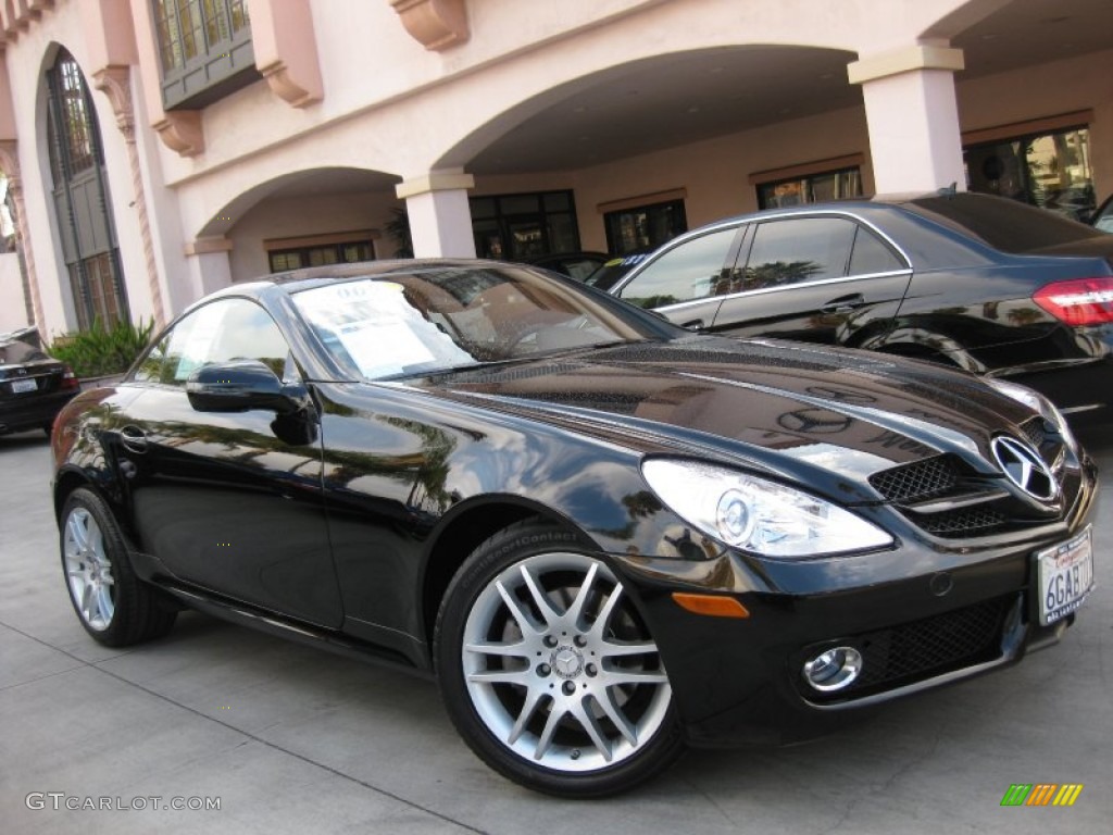 2009 SLK 300 Roadster - Black / Black/Red photo #1