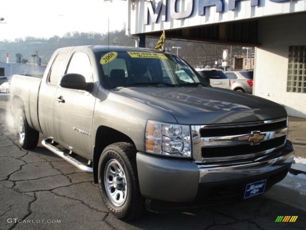 2008 Silverado 1500 LS Extended Cab 4x4 - Graystone Metallic / Dark Titanium photo #2