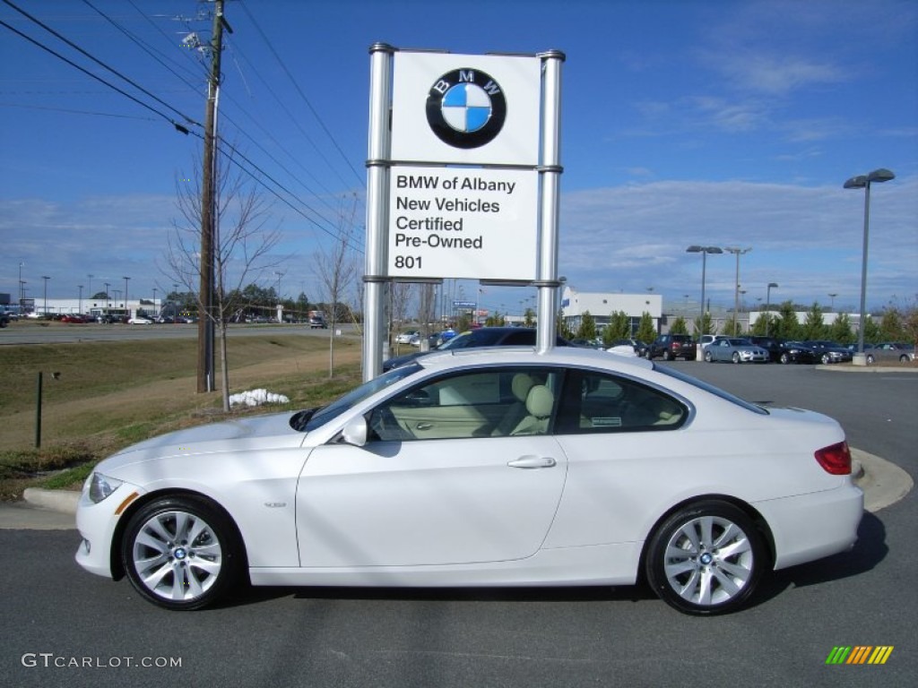 2012 3 Series 328i Coupe - Mineral White Metallic / Cream Beige photo #1