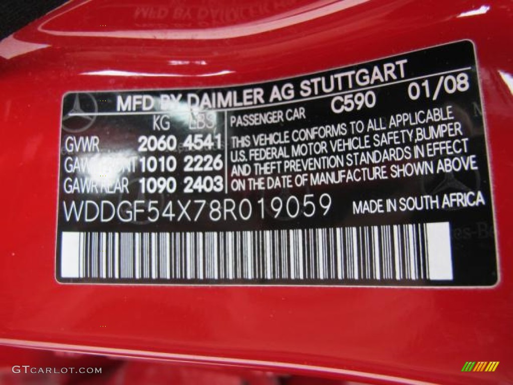 2008 C Color Code 590 for Mars Red Photo #59701482