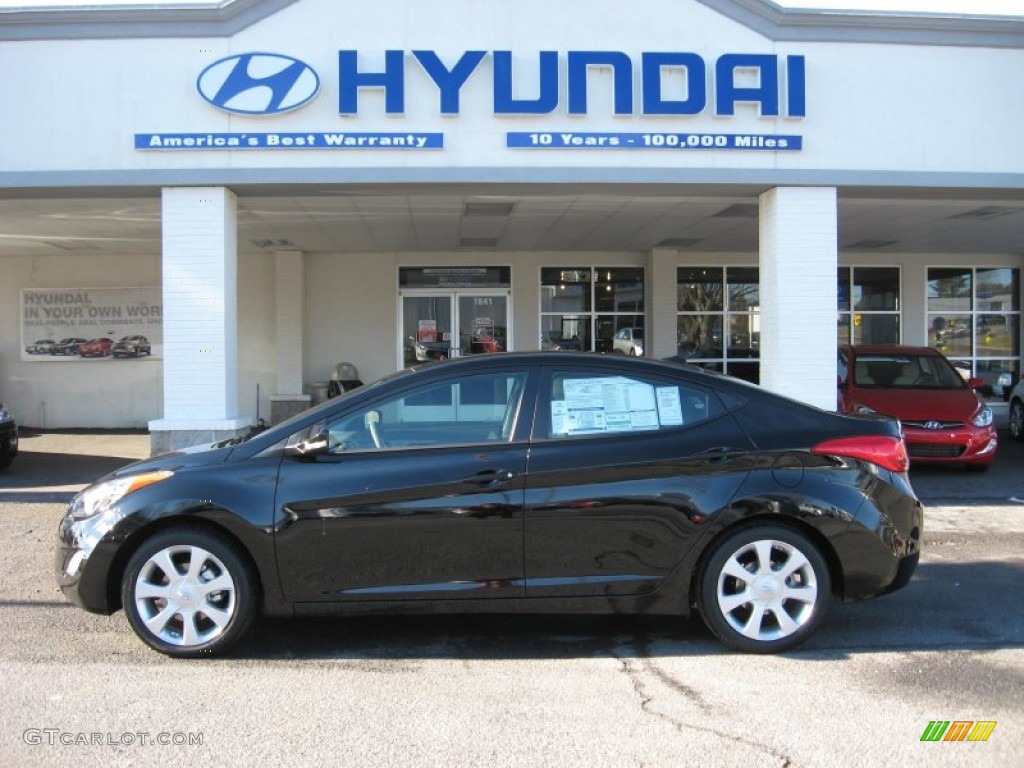 2012 Elantra Limited - Black Noir Pearl / Gray photo #1