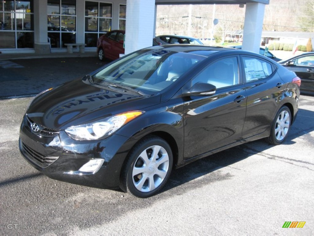 2012 Elantra Limited - Black Noir Pearl / Gray photo #2