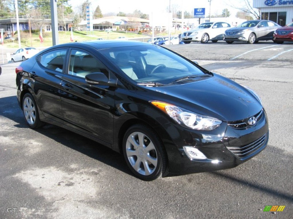 2012 Elantra Limited - Black Noir Pearl / Gray photo #4