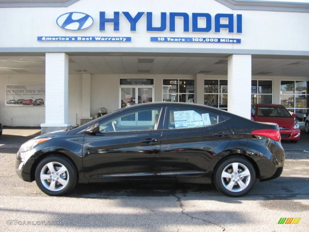 2012 Elantra GLS - Black Noir Pearl / Beige photo #1