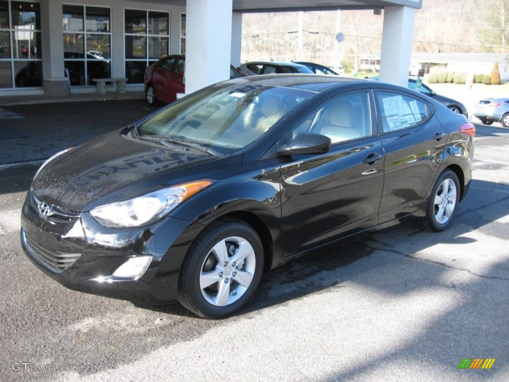2012 Elantra GLS - Black Noir Pearl / Beige photo #2