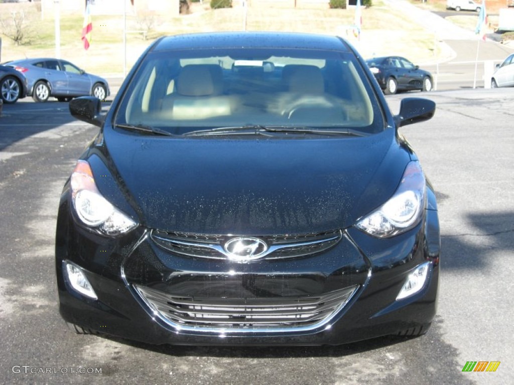 2012 Elantra GLS - Black Noir Pearl / Beige photo #3