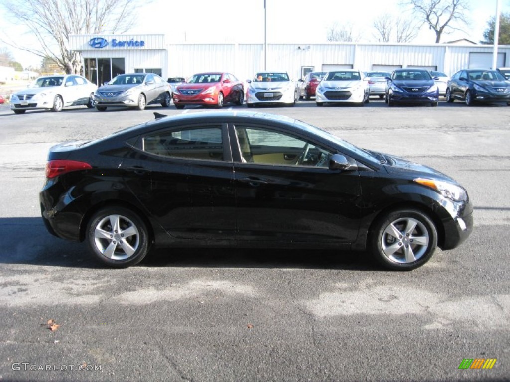 2012 Elantra GLS - Black Noir Pearl / Beige photo #5