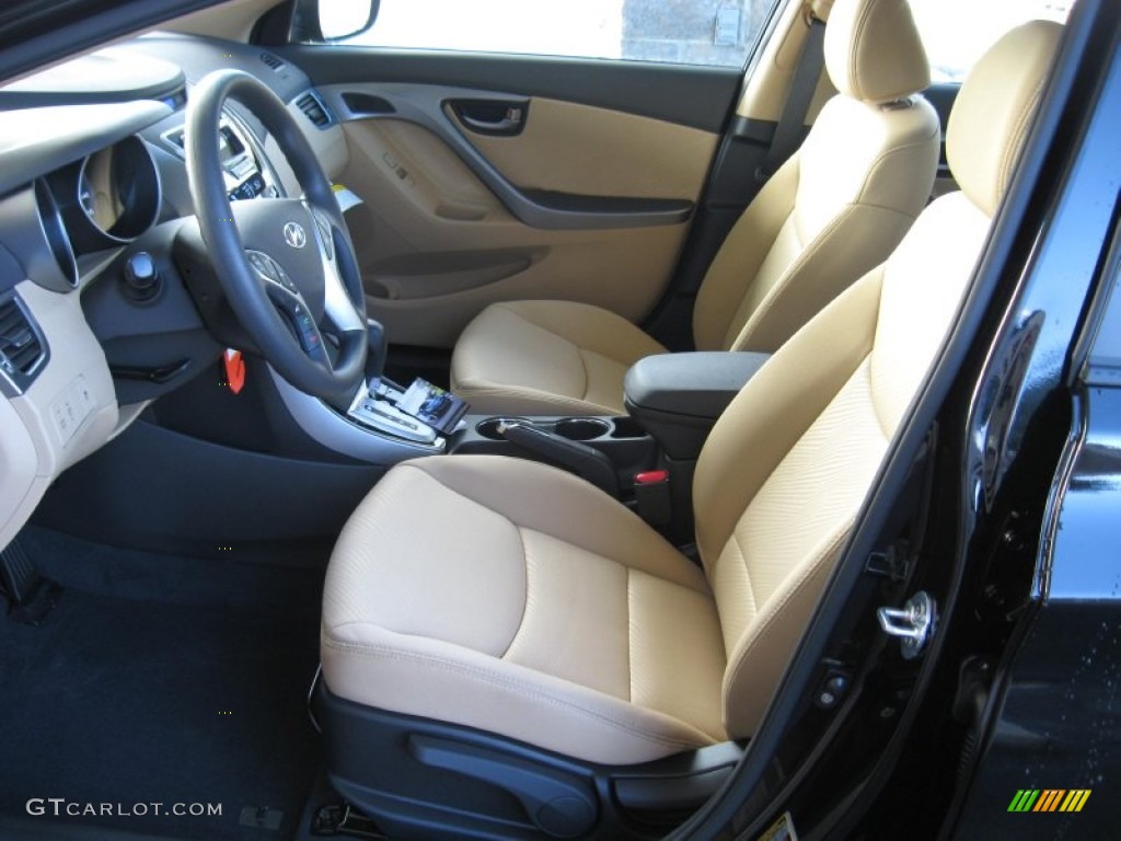 2012 Elantra GLS - Black Noir Pearl / Beige photo #13