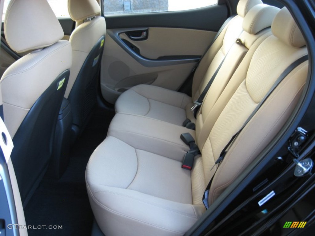 2012 Elantra GLS - Black Noir Pearl / Beige photo #16