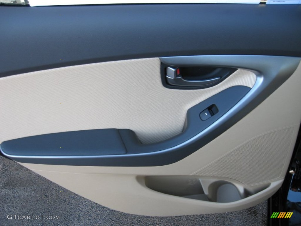 2012 Elantra GLS - Black Noir Pearl / Beige photo #18
