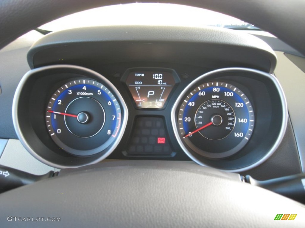 2012 Elantra GLS - Black Noir Pearl / Beige photo #28