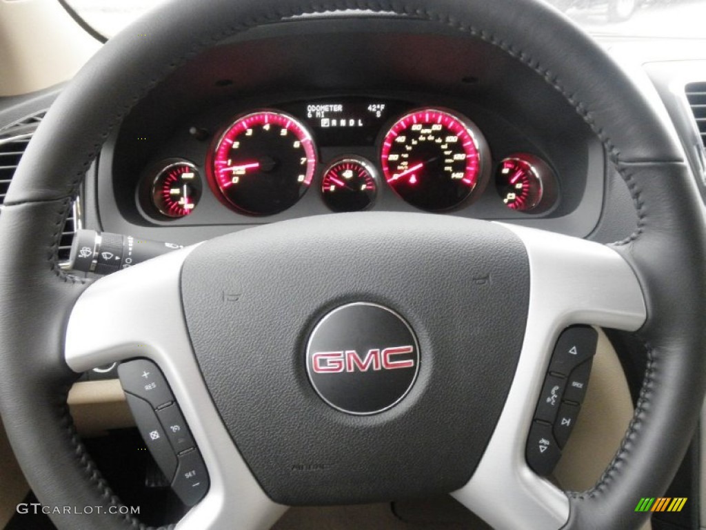 2012 GMC Acadia SLT AWD Cashmere Steering Wheel Photo #59703906