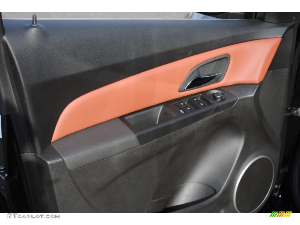 2011 Chevrolet Cruze LT Jet Black/Brick Leather Door Panel Photo #59704800