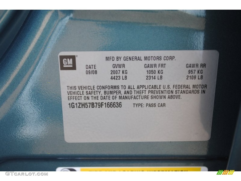 2009 Chevrolet Malibu LT Sedan Info Tag Photo #59706437