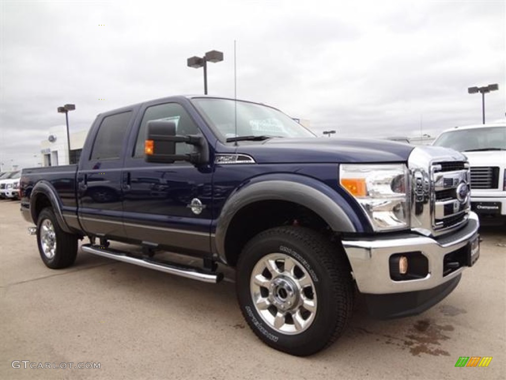 2012 F250 Super Duty Lariat Crew Cab 4x4 - Dark Blue Pearl Metallic / Black photo #3