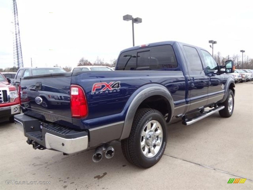 2012 F250 Super Duty Lariat Crew Cab 4x4 - Dark Blue Pearl Metallic / Black photo #4