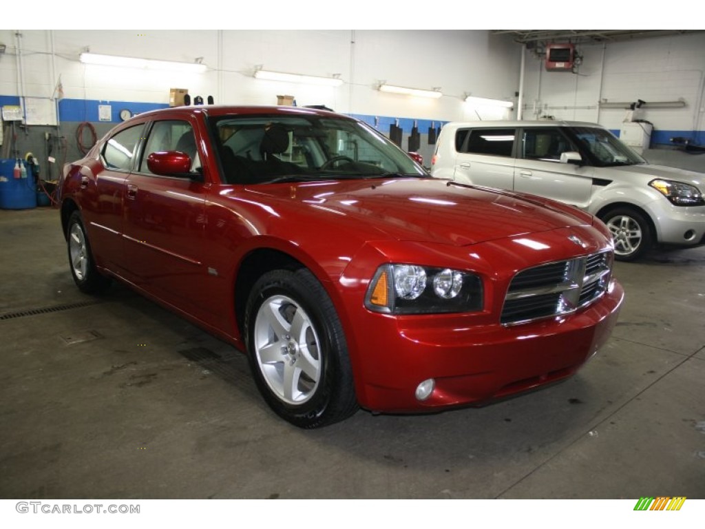 2010 Charger SXT - Inferno Red Crystal Pearl / Dark Slate Gray photo #1