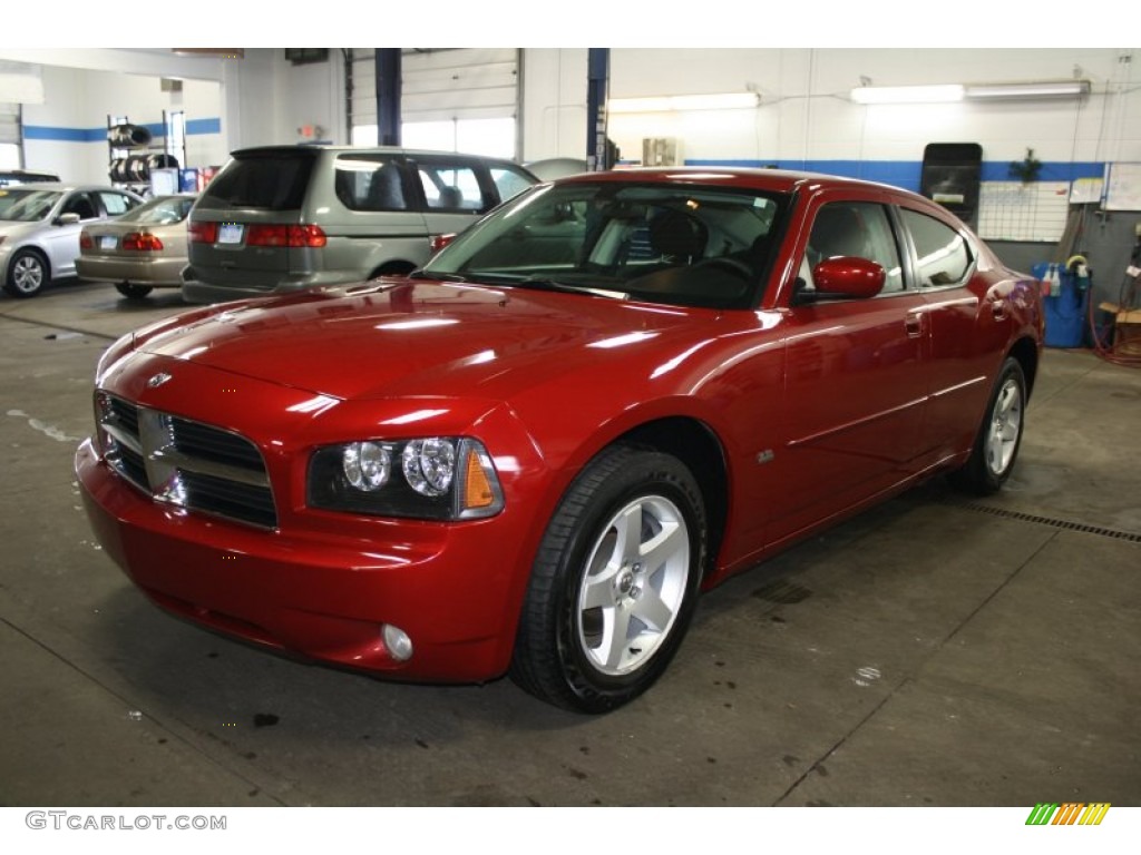 2010 Charger SXT - Inferno Red Crystal Pearl / Dark Slate Gray photo #3