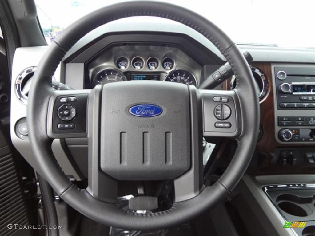 2012 Ford F250 Super Duty Lariat Crew Cab 4x4 Black Steering Wheel Photo #59710767