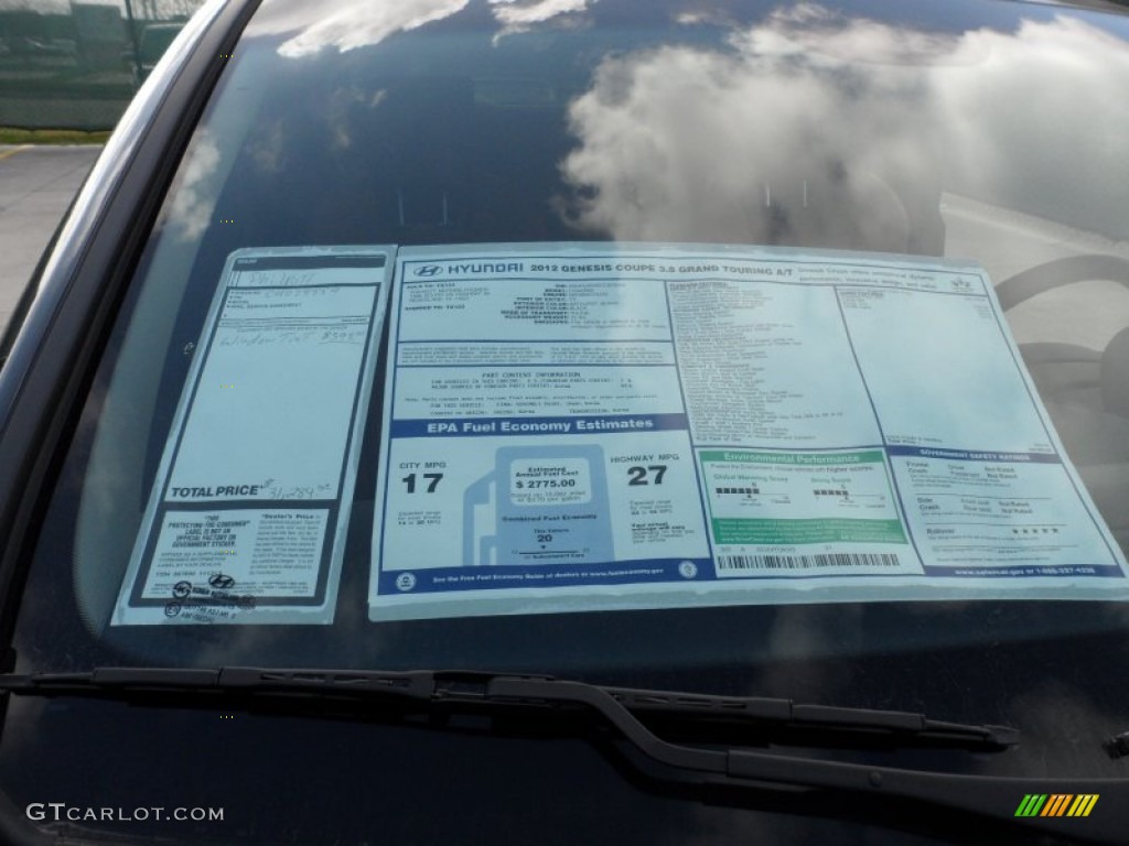 2012 Hyundai Genesis Coupe 3.8 Grand Touring Window Sticker Photo #59715336