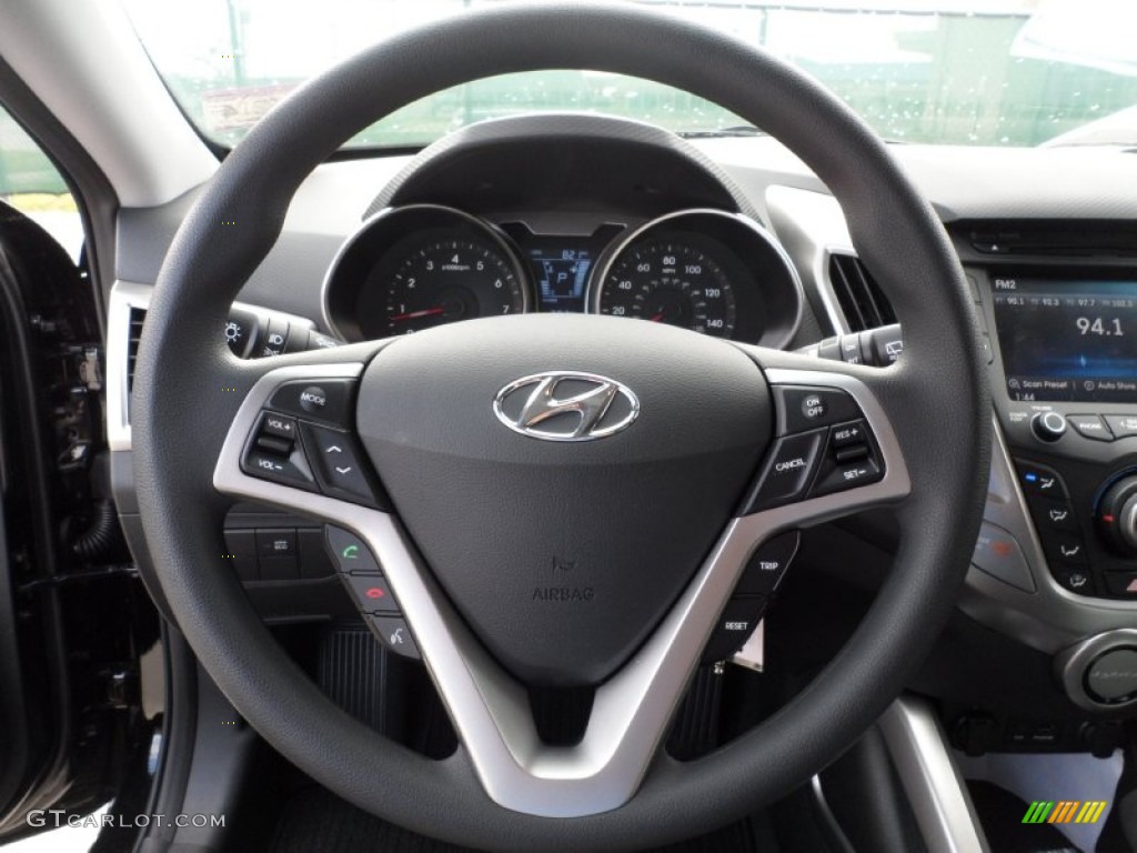 2012 Hyundai Veloster Standard Veloster Model Black Steering Wheel Photo #59715663