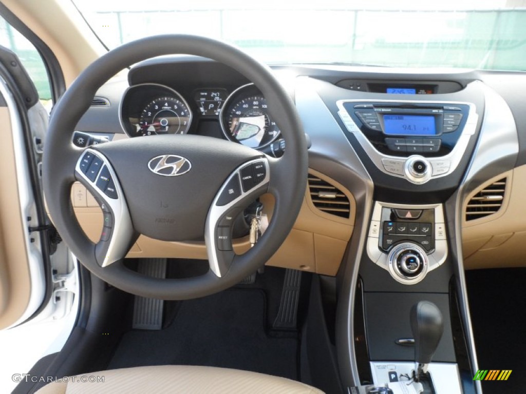 2012 Elantra GLS - Shimmering White / Beige photo #26