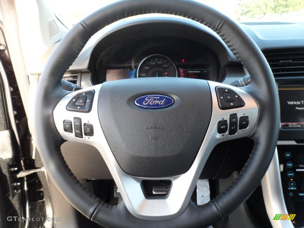 2012 Ford Edge Sport Charcoal Black/Silver Smoke Metallic Steering Wheel Photo #59717082