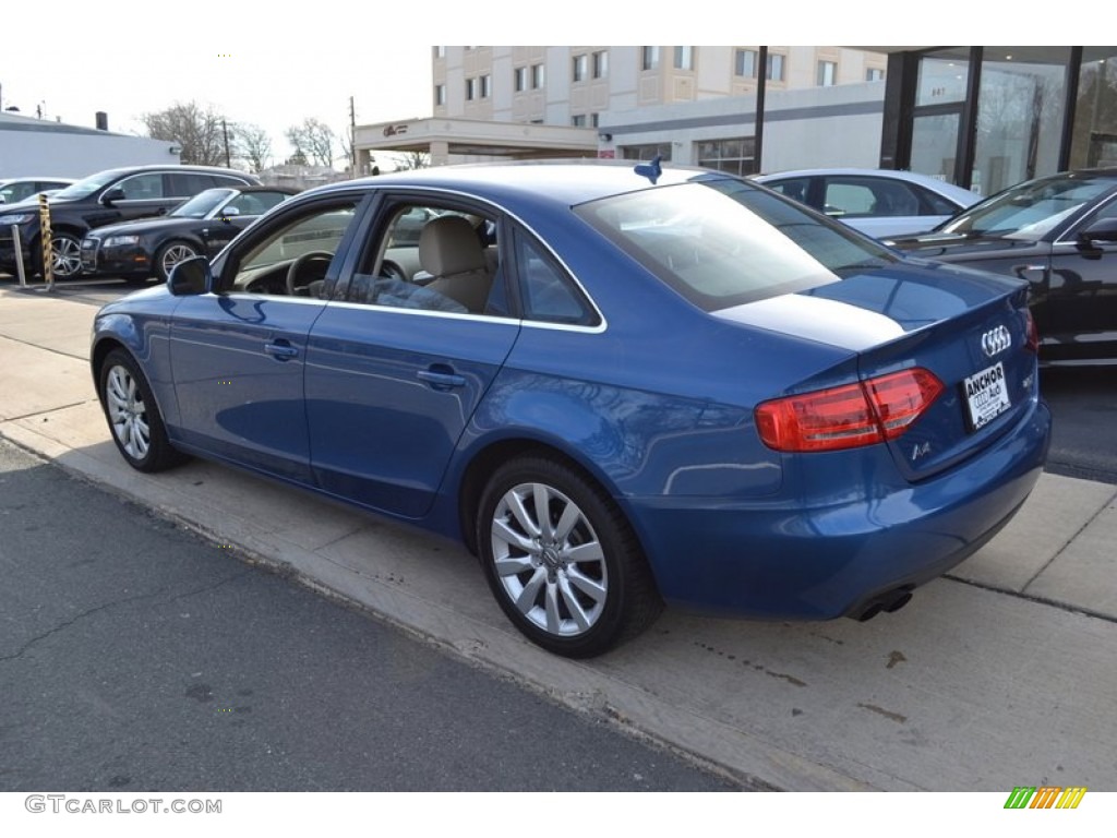 2009 A4 2.0T Premium quattro Sedan - Aruba Blue Pearl Effect / Cardamom Beige photo #3