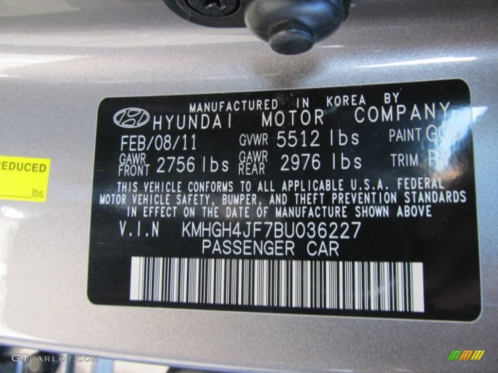 2011 Hyundai Equus Ultimate Color Code Photos