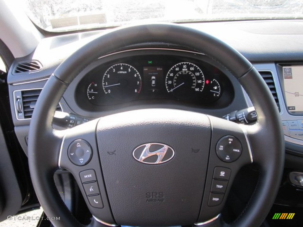 2012 Hyundai Genesis 3.8 Sedan Jet Black Steering Wheel Photo #59725689