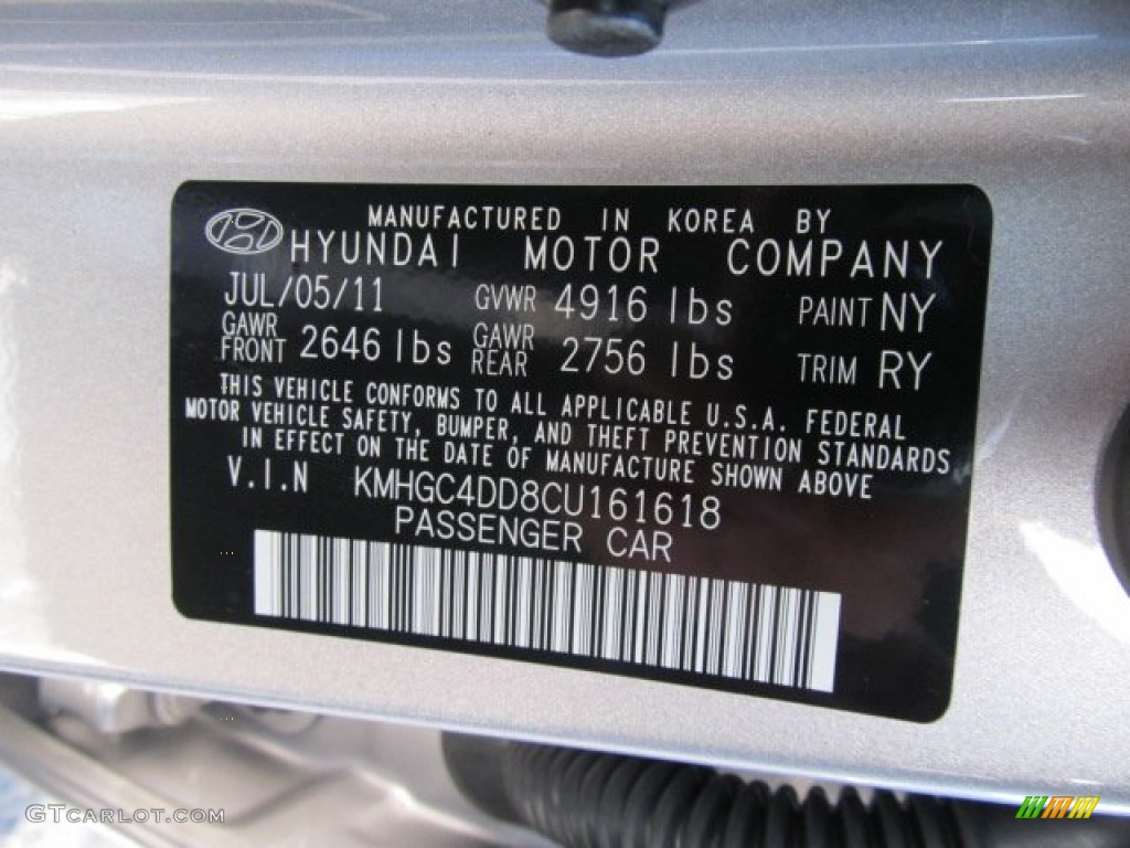 2012 Genesis Color Code NY for Titanium Gray Metallic Photo #59726379