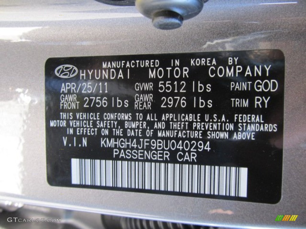 2011 Equus Color Code GOD for Granite Gray Photo #59727303