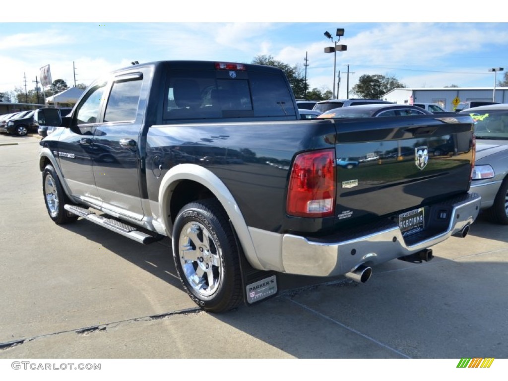 2011 Ram 1500 Laramie Crew Cab - Hunter Green Pearl / Light Pebble Beige/Bark Brown photo #3