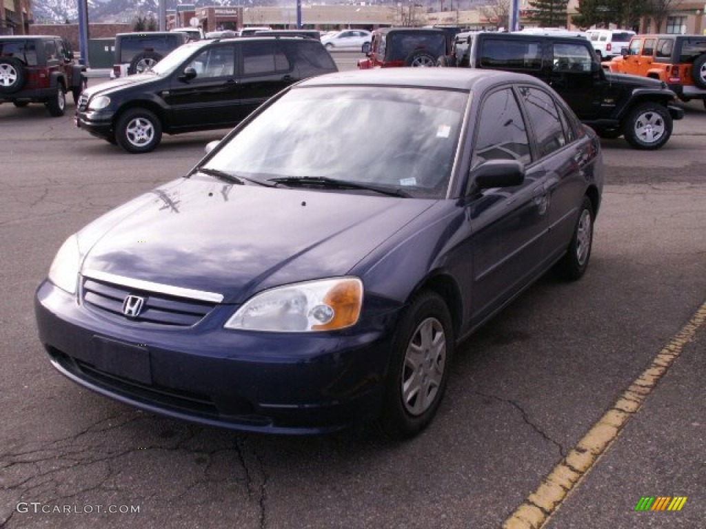2003 Civic LX Sedan - Eternal Blue Pearl / Gray photo #1