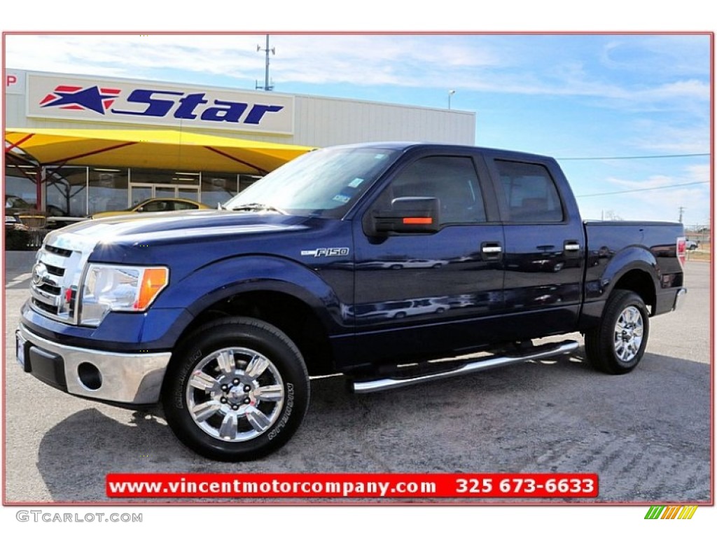 2009 F150 XLT SuperCrew - Dark Blue Pearl Metallic / Stone/Medium Stone photo #1