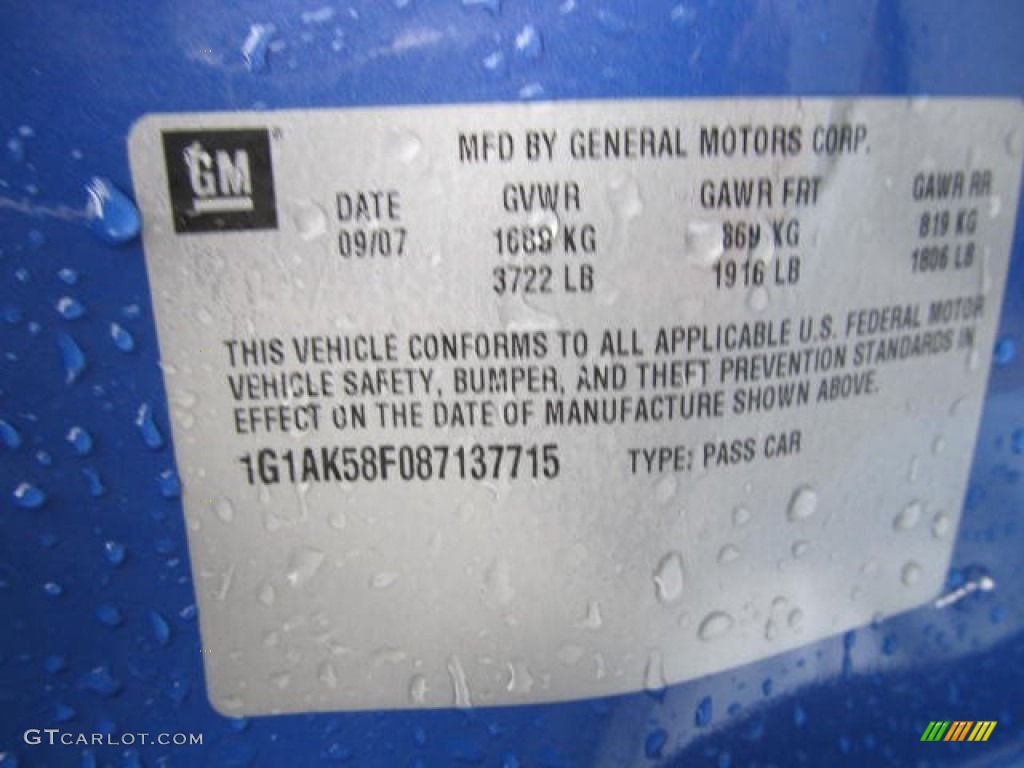 2008 Chevrolet Cobalt LS Sedan Info Tag Photo #59743364