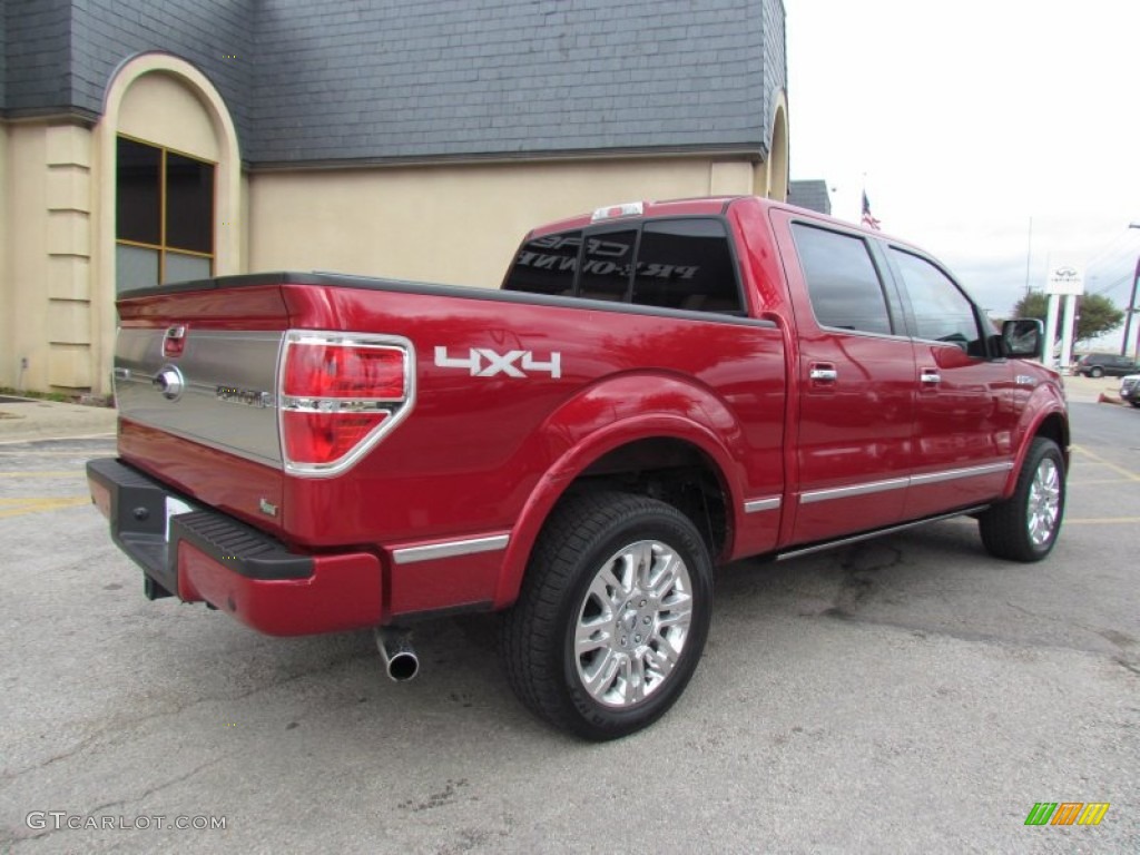 2010 F150 Platinum SuperCrew 4x4 - Red Candy Metallic / Medium Stone Leather/Sienna Brown photo #3