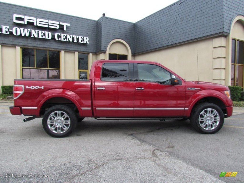 2010 F150 Platinum SuperCrew 4x4 - Red Candy Metallic / Medium Stone Leather/Sienna Brown photo #4