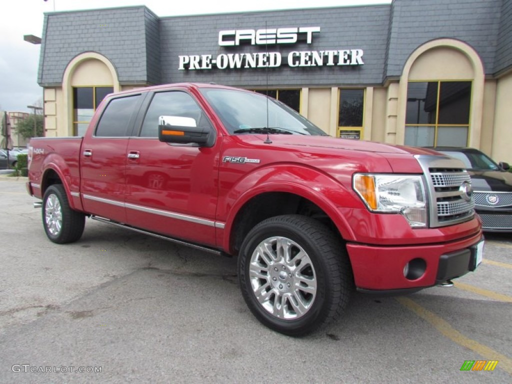 2010 F150 Platinum SuperCrew 4x4 - Red Candy Metallic / Medium Stone Leather/Sienna Brown photo #5