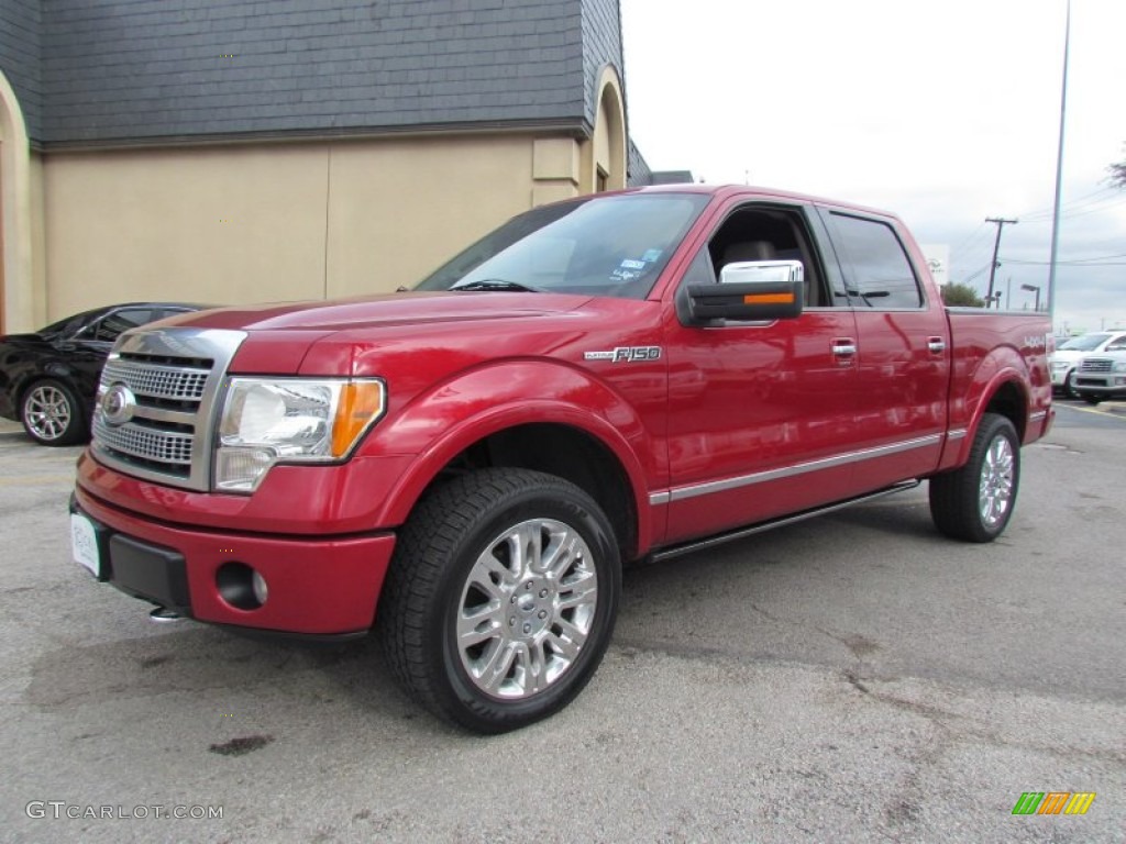 2010 F150 Platinum SuperCrew 4x4 - Red Candy Metallic / Medium Stone Leather/Sienna Brown photo #7